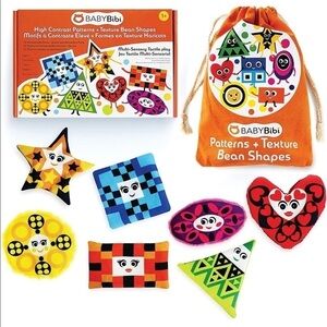 Brand New Babybibi Set of 7 Bean Bags Learning Shapes Sensory Toys for Babies